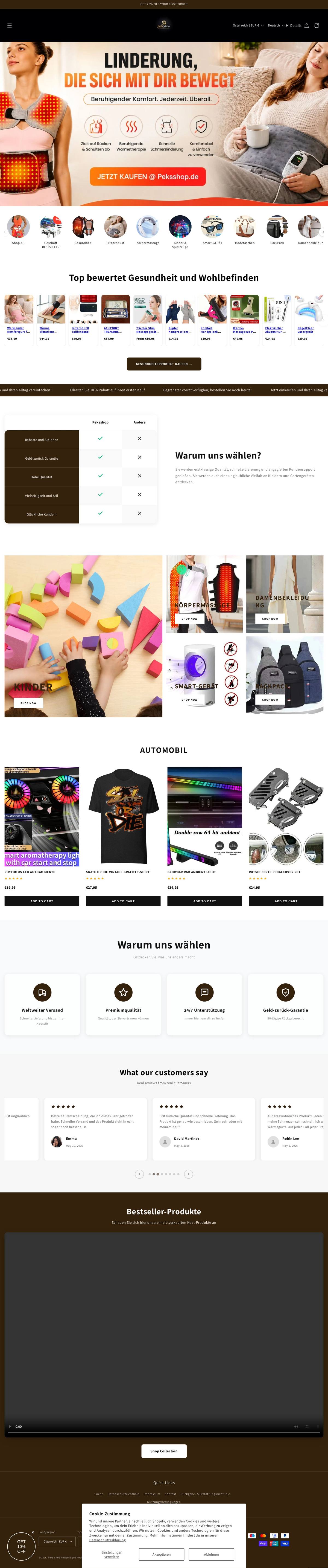 PEKS Shop homepage screenshot