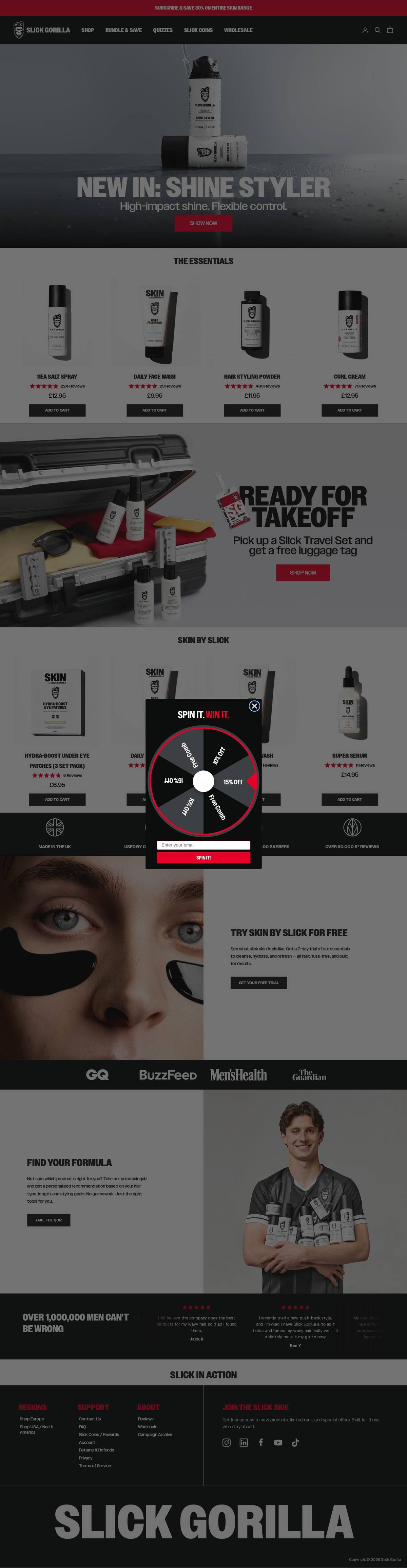 Slick Gorilla homepage screenshot